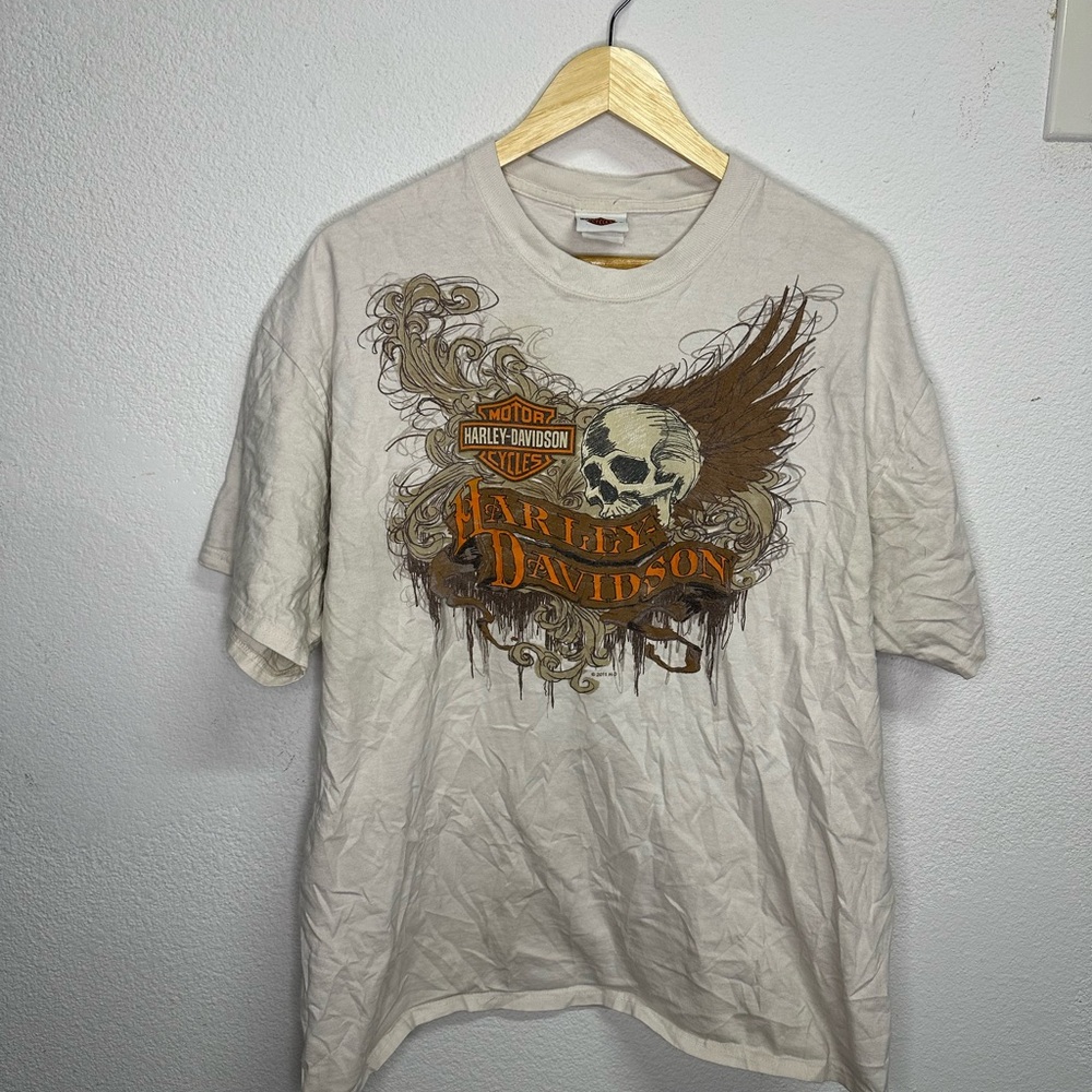 Harley-Davidson Skull Cream Graphic T-Shirt